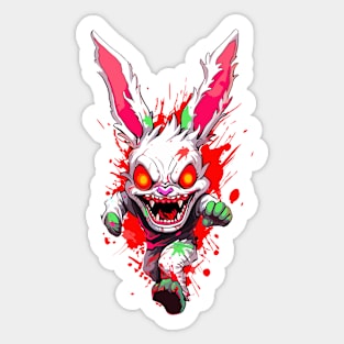 Beware White Rabbit Comic Horror Art III Sticker